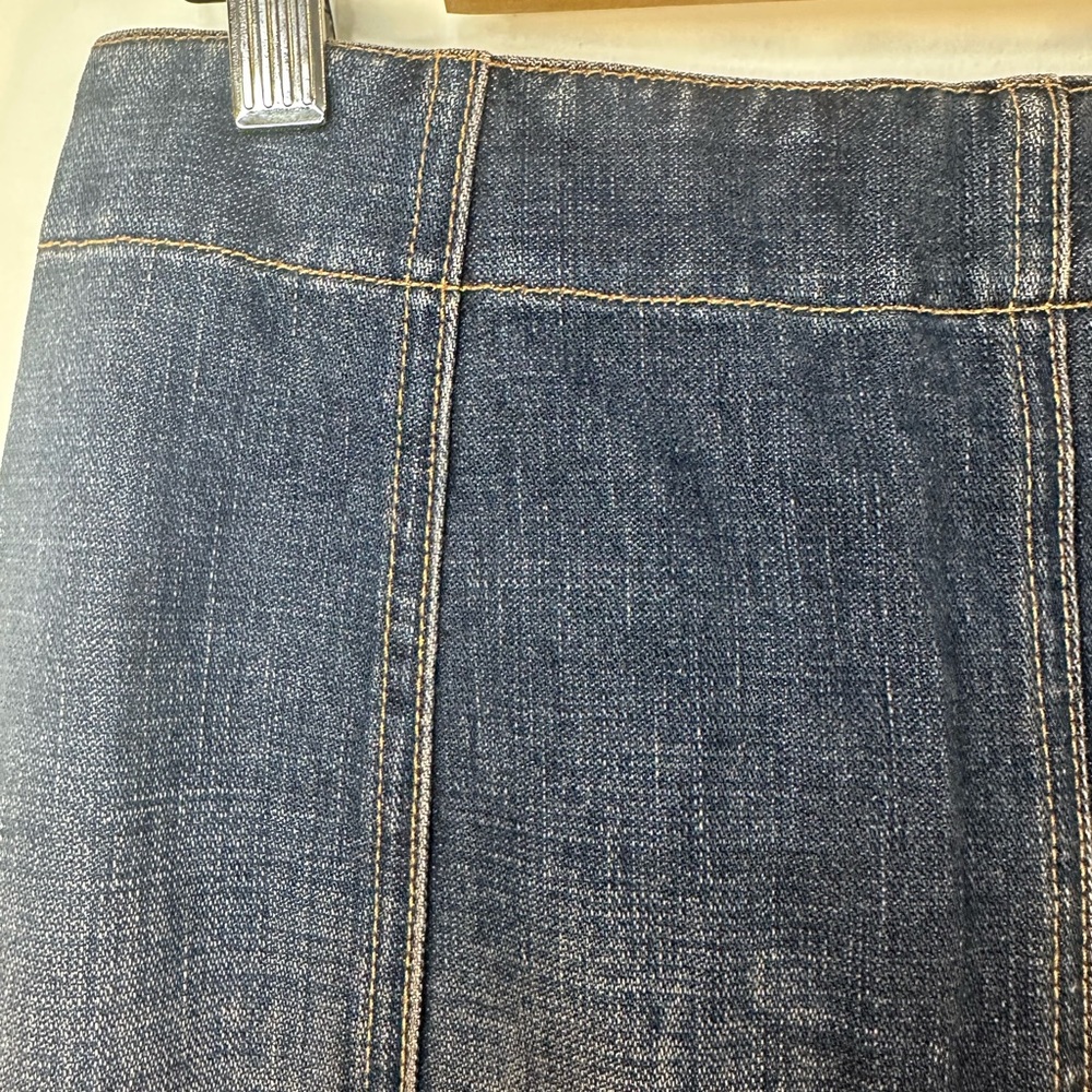 NWOT Vintage Gap Sz 4 Jean Denim Midi Skirt Button Fly Dark Wash Pockets Snaps - Picture 6 of 9